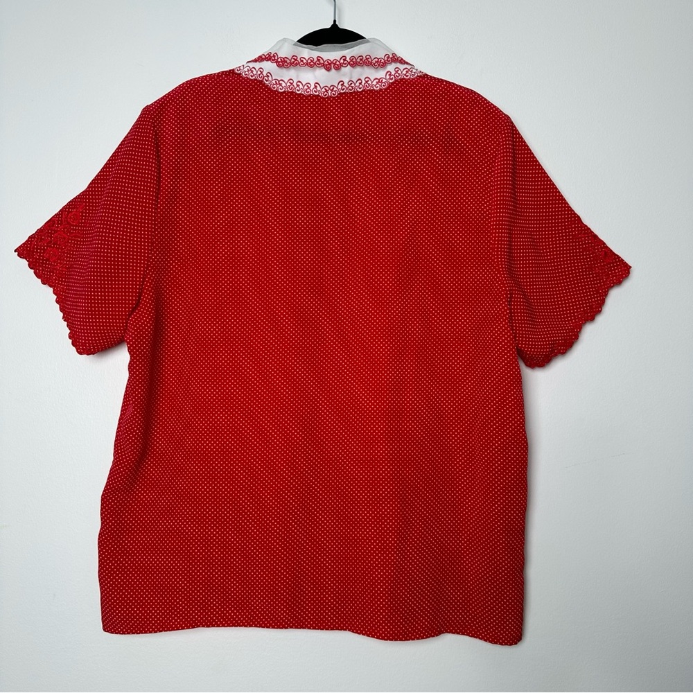 Vintage Retro Lolita Polka Dot Blouse Feminine Coquette Girl Embroidered Collar - Picture 9 of 11